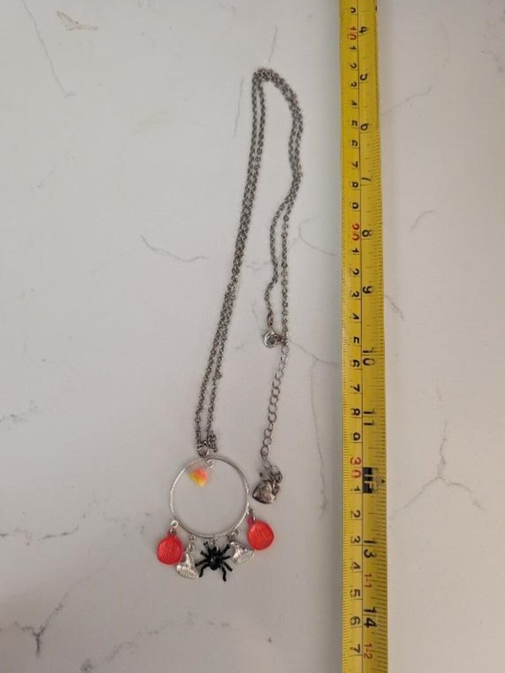 Betsey Jhonson Vintage Silver Tone Halloween Glass Charm Pendant Necklace. - Picture 4 of 7